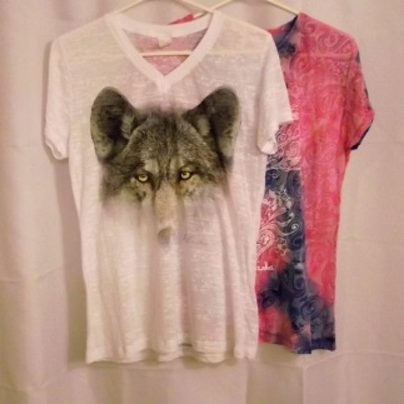 Tops - Wolf and Pink Light-weight Women's T-shirts XXL